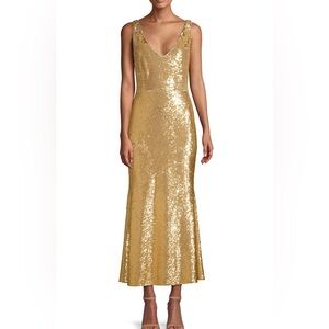 Rachel Zoe gold sequin midi dress